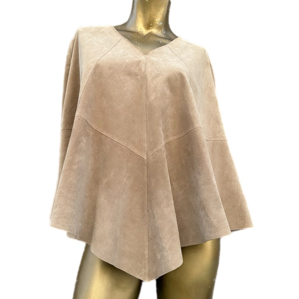 Y2K Vintage INC 100% Genuine Suede Leather Poncho/ Cape Top size S/M